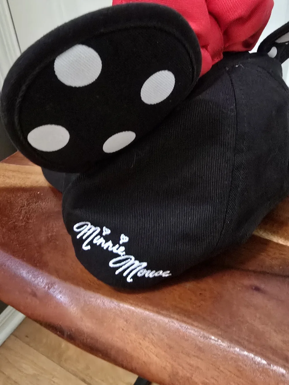 Disney Black Adult Cap with Red Bow and Character Ears